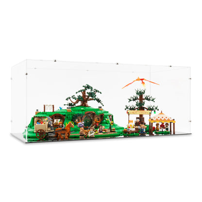 Angled view of LEGO 10354 The Lord of the Rings The Shire Display Case.