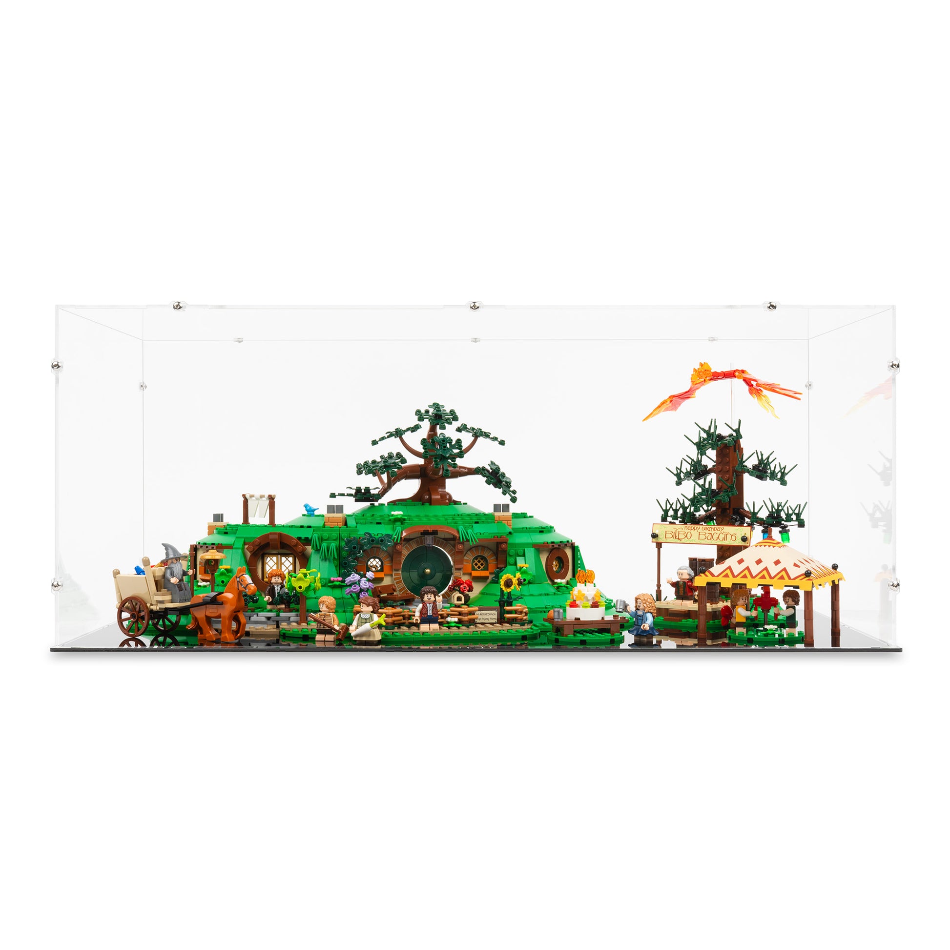 Front view of LEGO 10354 The Lord of the Rings The Shire Display Case.