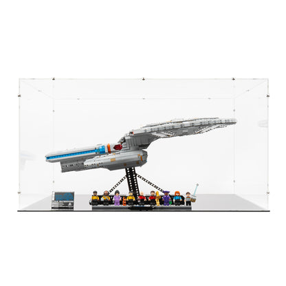 Front view of LEGO 10356 Star Trek USS Enterprise NCC-1701-D Display Case.
