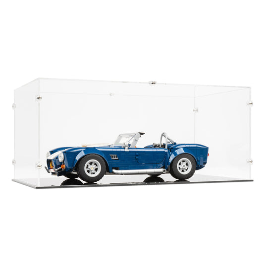 Angled view of LEGO 10357 Shelby Cobra 427 S/C Display Case.