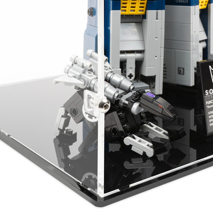 Fitting detail view of LEGO 10358 Soundwave Display Case.
