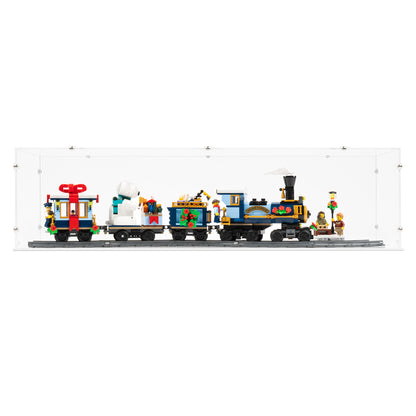 Front view of LEGO 10361 Holiday Express Train Display Case.