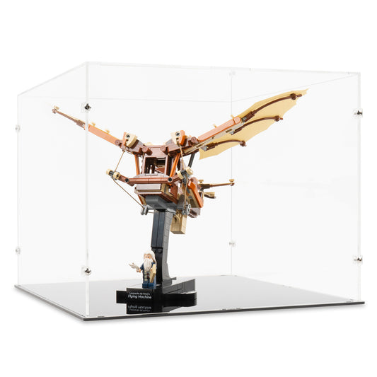Angled view of LEGO 10363 Leonardo da Vinci's Flying Machine Display Case.