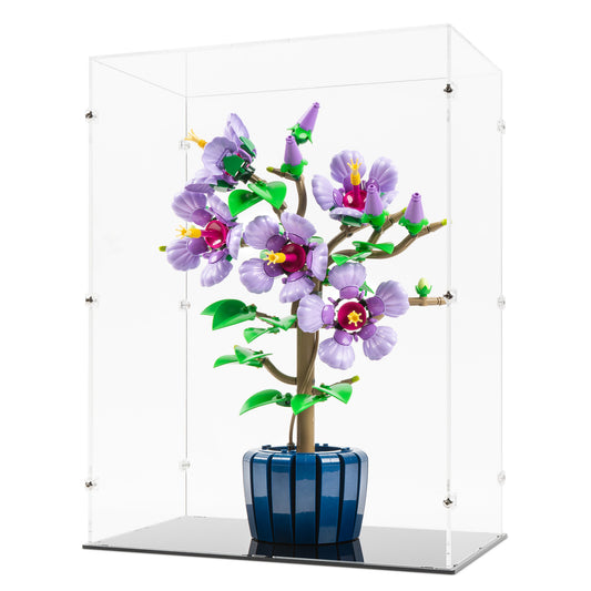 Angled view of LEGO 10372 Hibiscus Display Case.