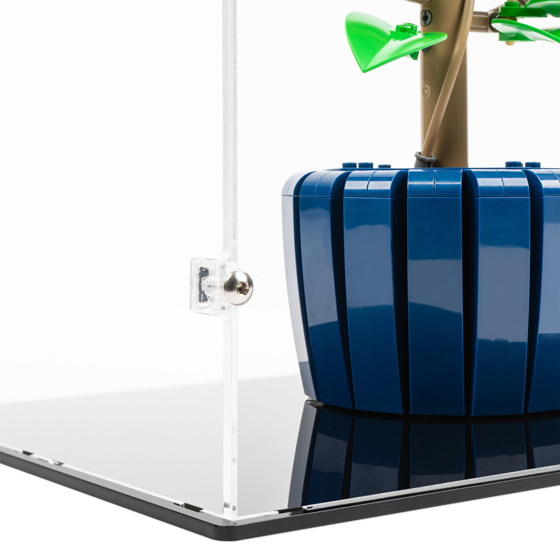 Fitting detail view of LEGO 10372 Hibiscus Display Case.