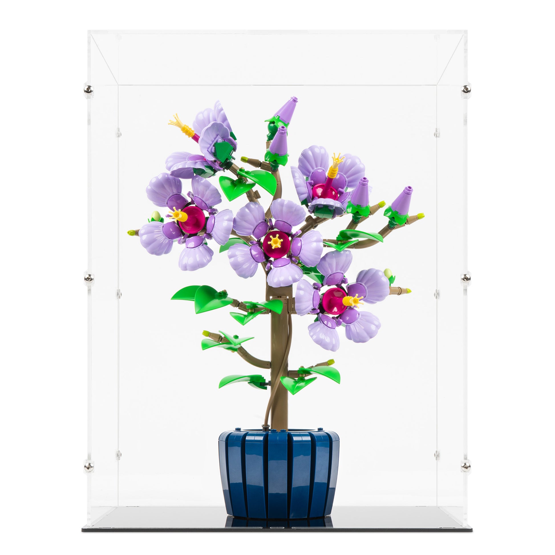 Front view of LEGO 10372 Hibiscus Display Case.