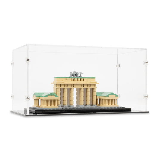 Angled view of LEGO 21011 Brandenburg Gate Display Case.