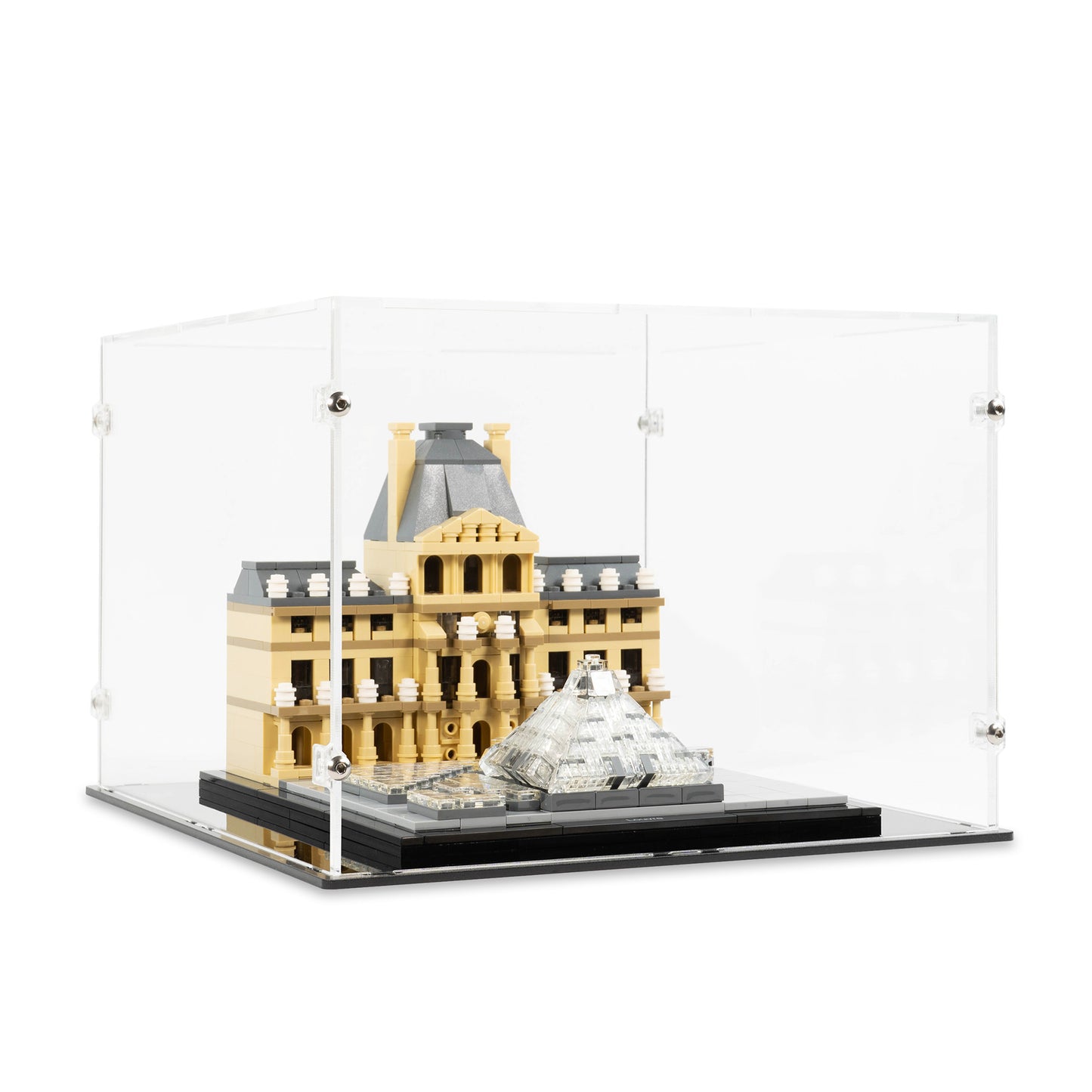 Angled view of LEGO 21024 Louvre Display Case.