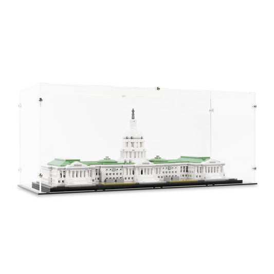 Angled view of LEGO 21030 United States Capitol Building Display Case.