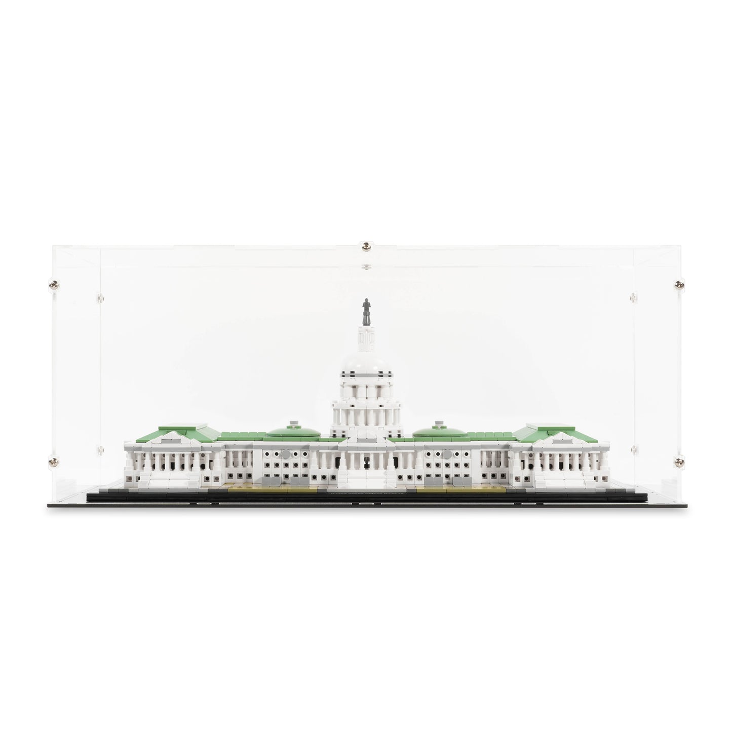 Front view of LEGO 21030 United States Capitol Building Display Case.
