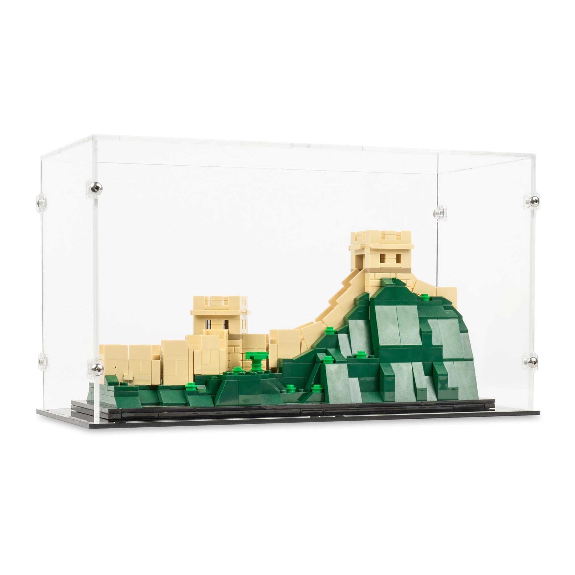 Angled view of LEGO 21041 Great Wall of China Display Case.
