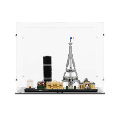 Front view of LEGO 21044 Paris Display Case.