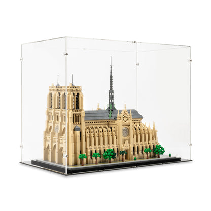 Angled view of LEGO 21061 Notre-Dame de Paris Display Case.