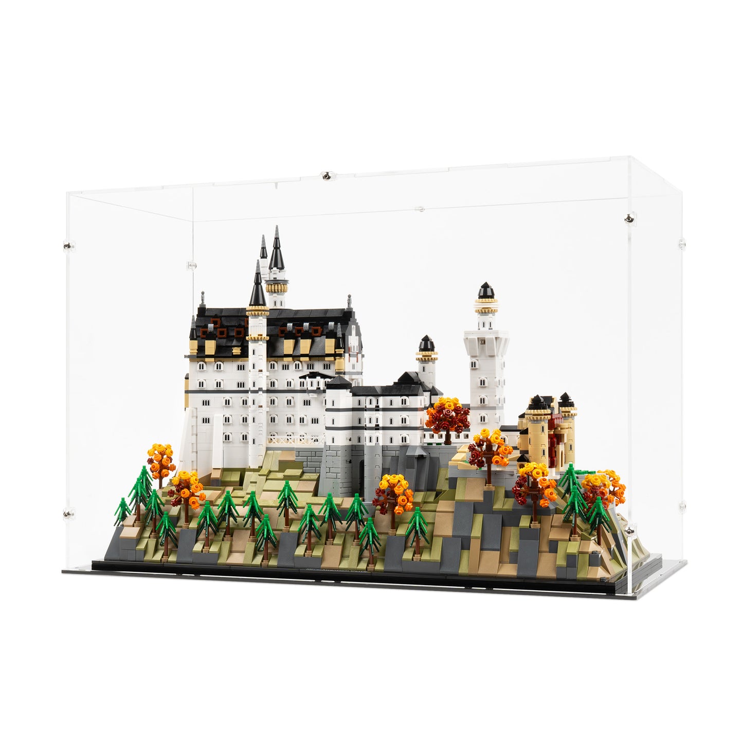 Angled view of LEGO 21063 Neuschwanstein Castle Display Case.