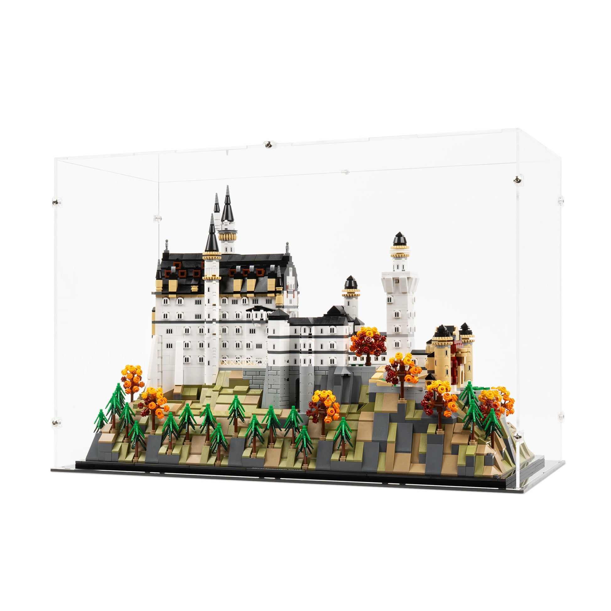 Angled view of LEGO 21063 Neuschwanstein Castle Display Case.