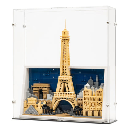 Angled view of LEGO 21064 Paris – City of Love Display Case.