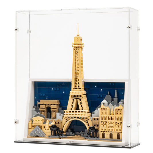 Angled view of LEGO 21064 Paris – City of Love Display Case.