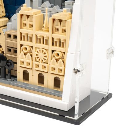 Right fitting detail view of LEGO 21064 Paris – City of Love Display Case.