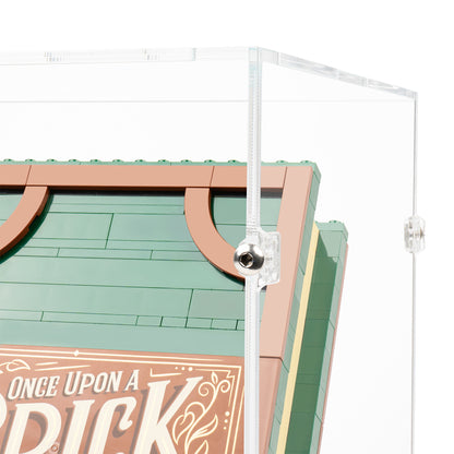 Top fitting detail view of LEGO 21315 Pop-Up Book Closed Display Case.