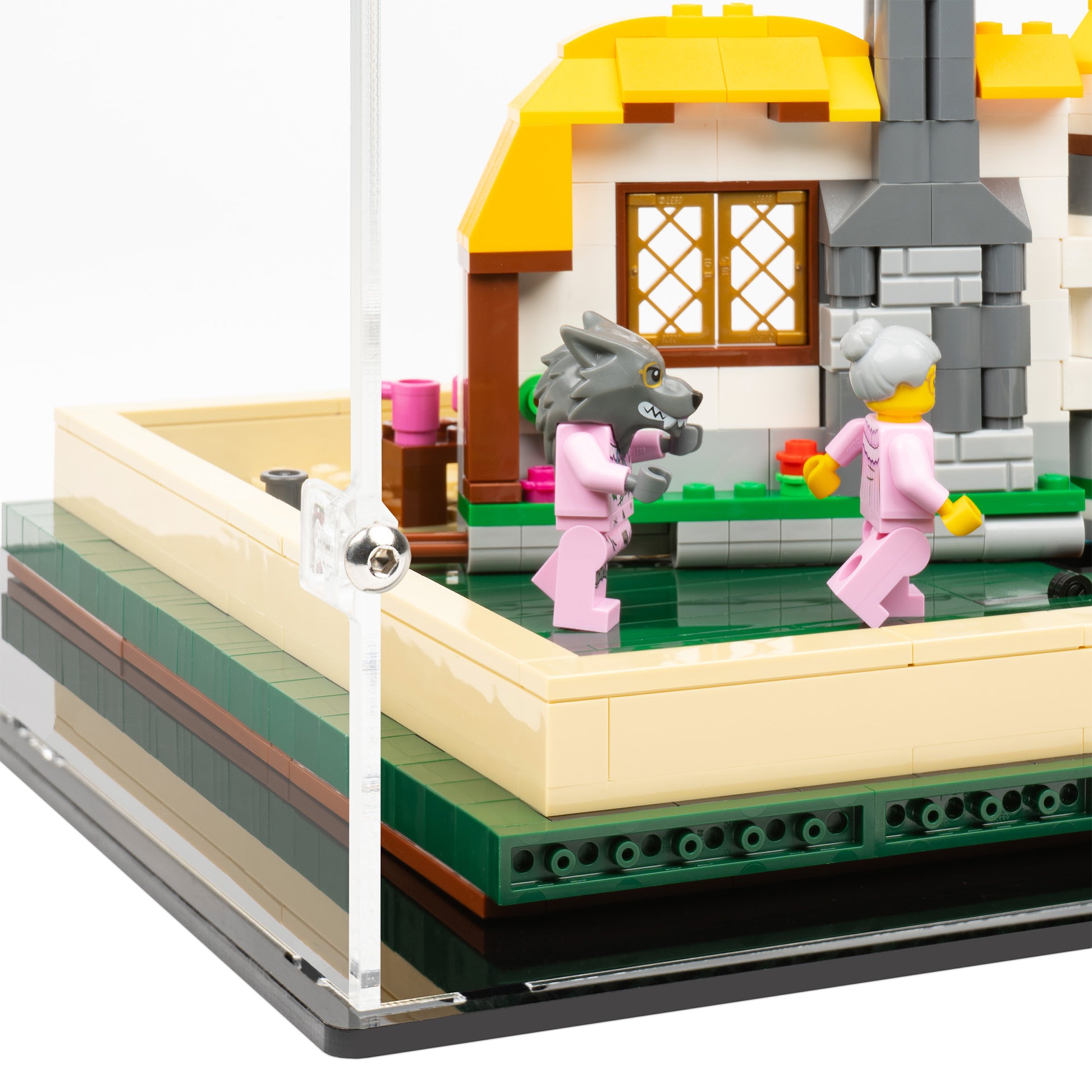 Fitting detail view of LEGO 21315 Pop-Up Book Open Display Case with Little Red Riding Hood.