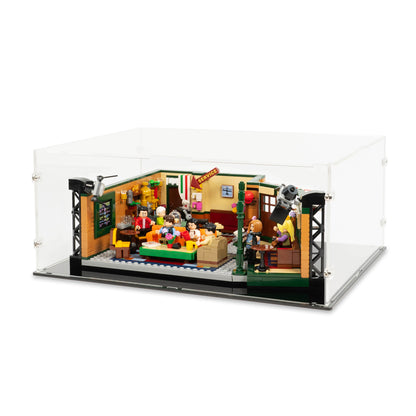 Angled view of LEGO 21319 Central Perk Display Case.