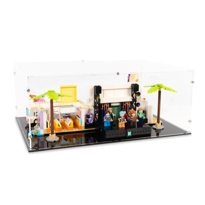 Back angled top view of LEGO 21339 BTS Dynamite Display Case.