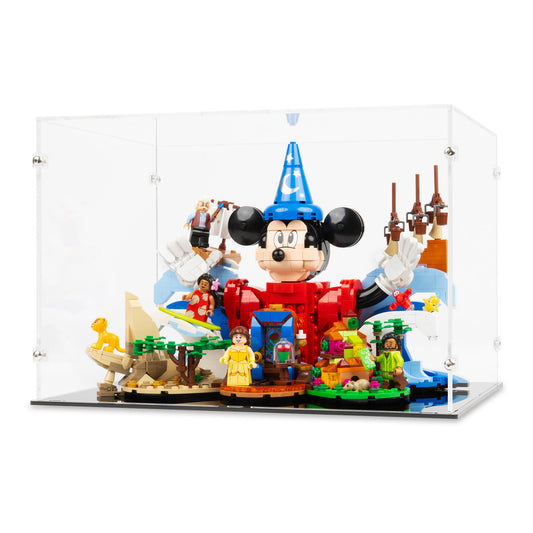 Angled view of LEGO 21352 Magic of Disney Display Case.