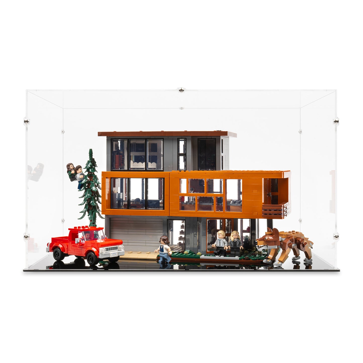 Front view of LEGO 21354 Twilight The Cullen House Display Case.