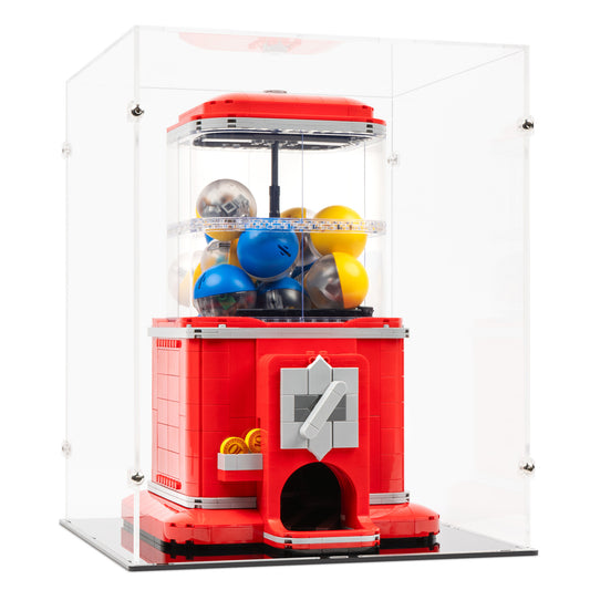 Angled view of LEGO 21358 Minifigure Vending Machine Display Case.