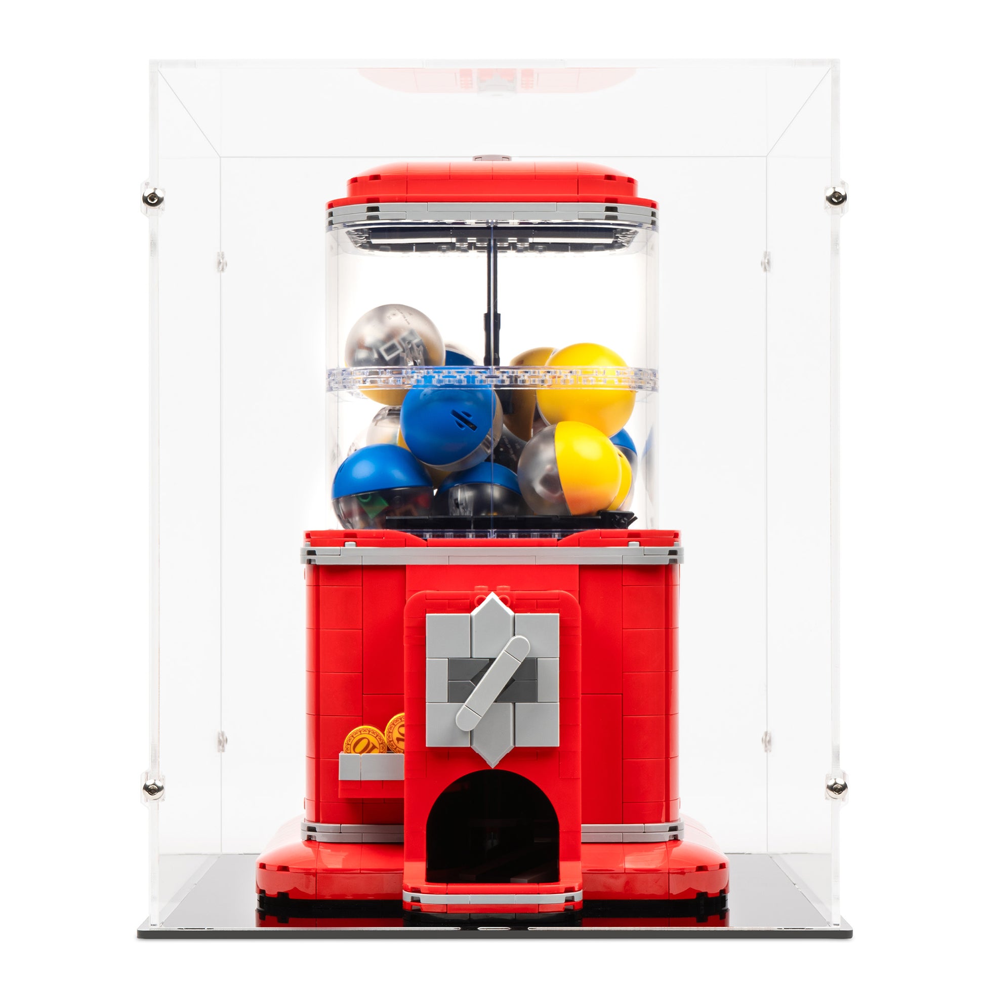 Front view of LEGO 21358 Minifigure Vending Machine Display Case.