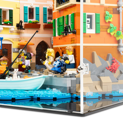 Fitting detail view of LEGO 21359 Italian Riviera Display Case.