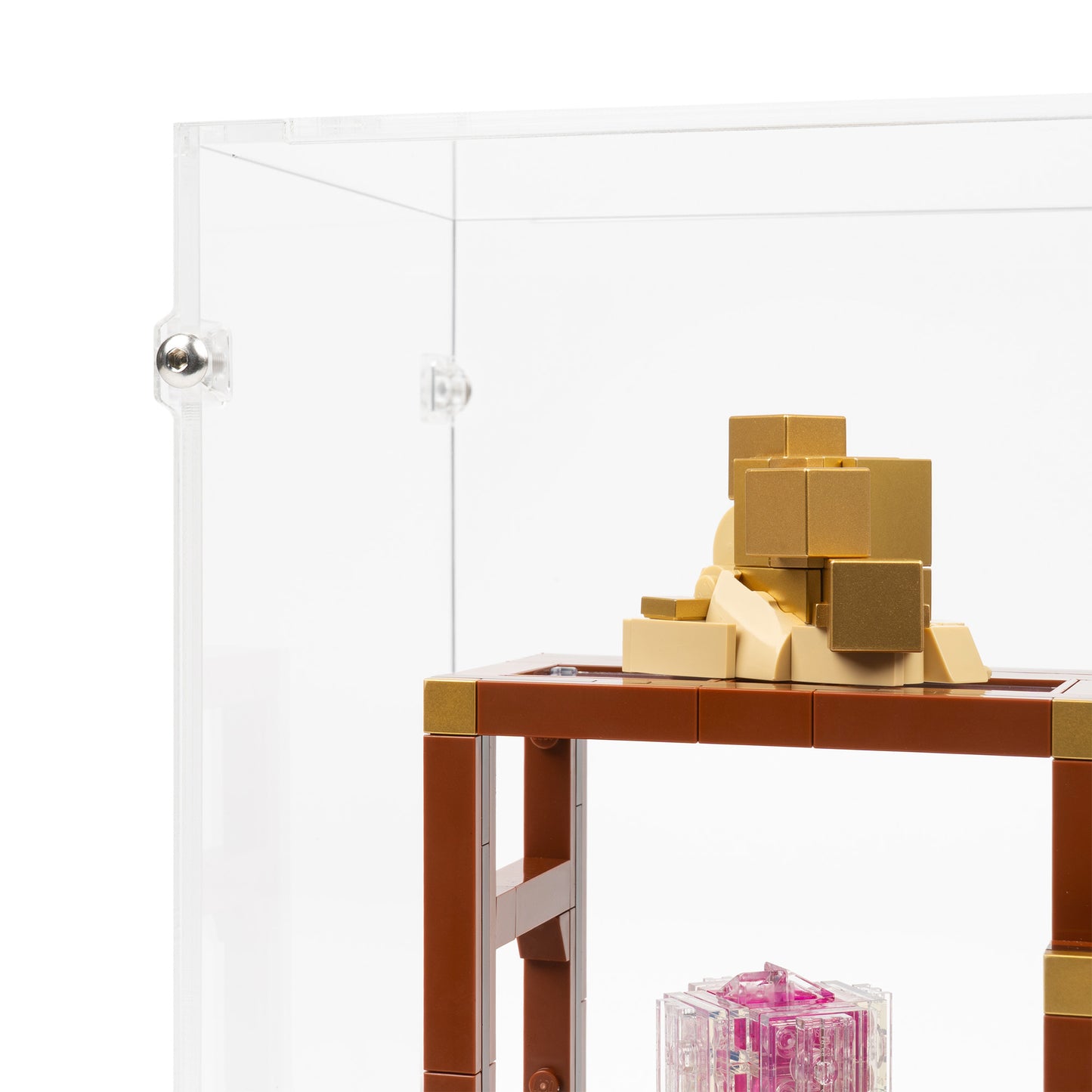 Fitting detail view of LEGO 21362 Mineral Collection Display Case.