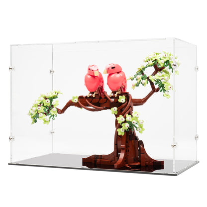 Angled view of LEGO 21365 Love Birds Display Case.