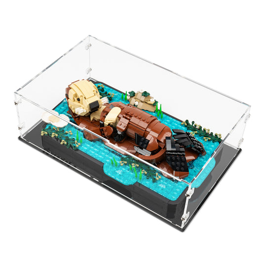 Angled top view of LEGO 21366 Floating Sea Otters Display Case.