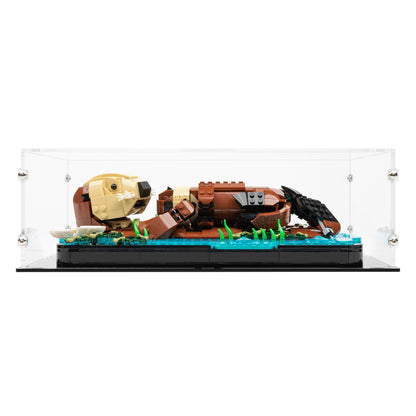 Front view of LEGO 21366 Floating Sea Otters Display Case.