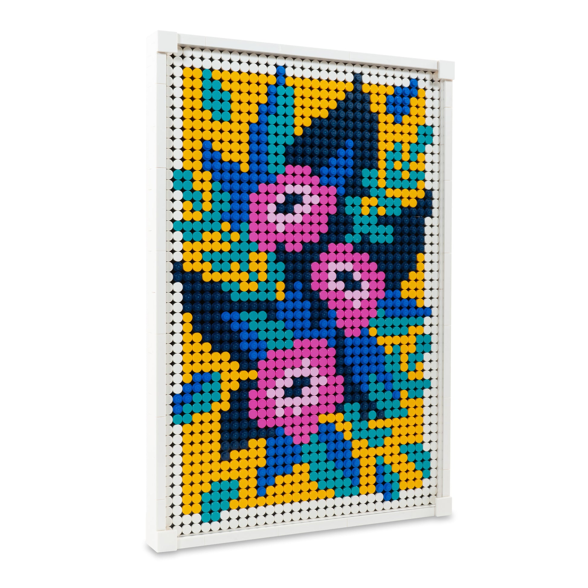 Angled view of LEGO 31207 Floral Art Acrylic Cover.