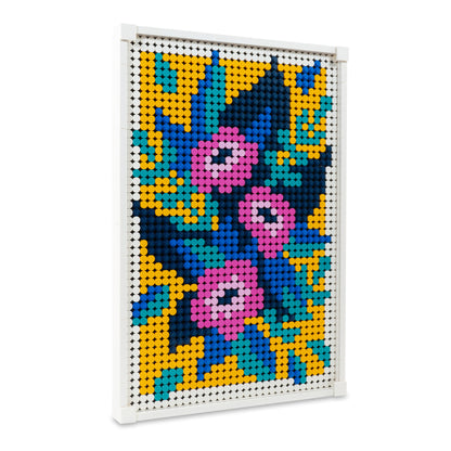 Angled view of LEGO 31207 Floral Art Acrylic Cover.