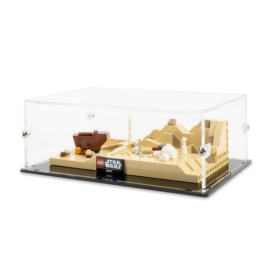 Angled top view of LEGO 40451 Tatooine Homestead Display Case.