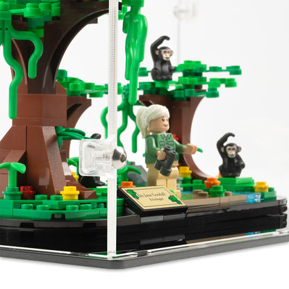 Fitting detail view of LEGO 40530 Jane Goodall Tribute Display Case.