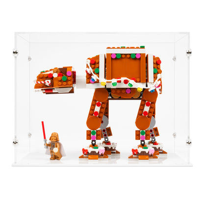 Front view of LEGO 40806 Gingerbread AT-AT Walker Display Case.