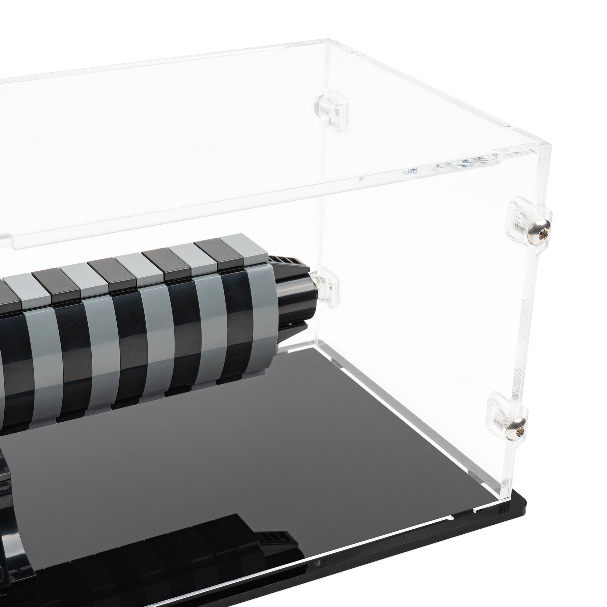 Right fitting detail view of LEGO 40917 The Darksaber Display Case.