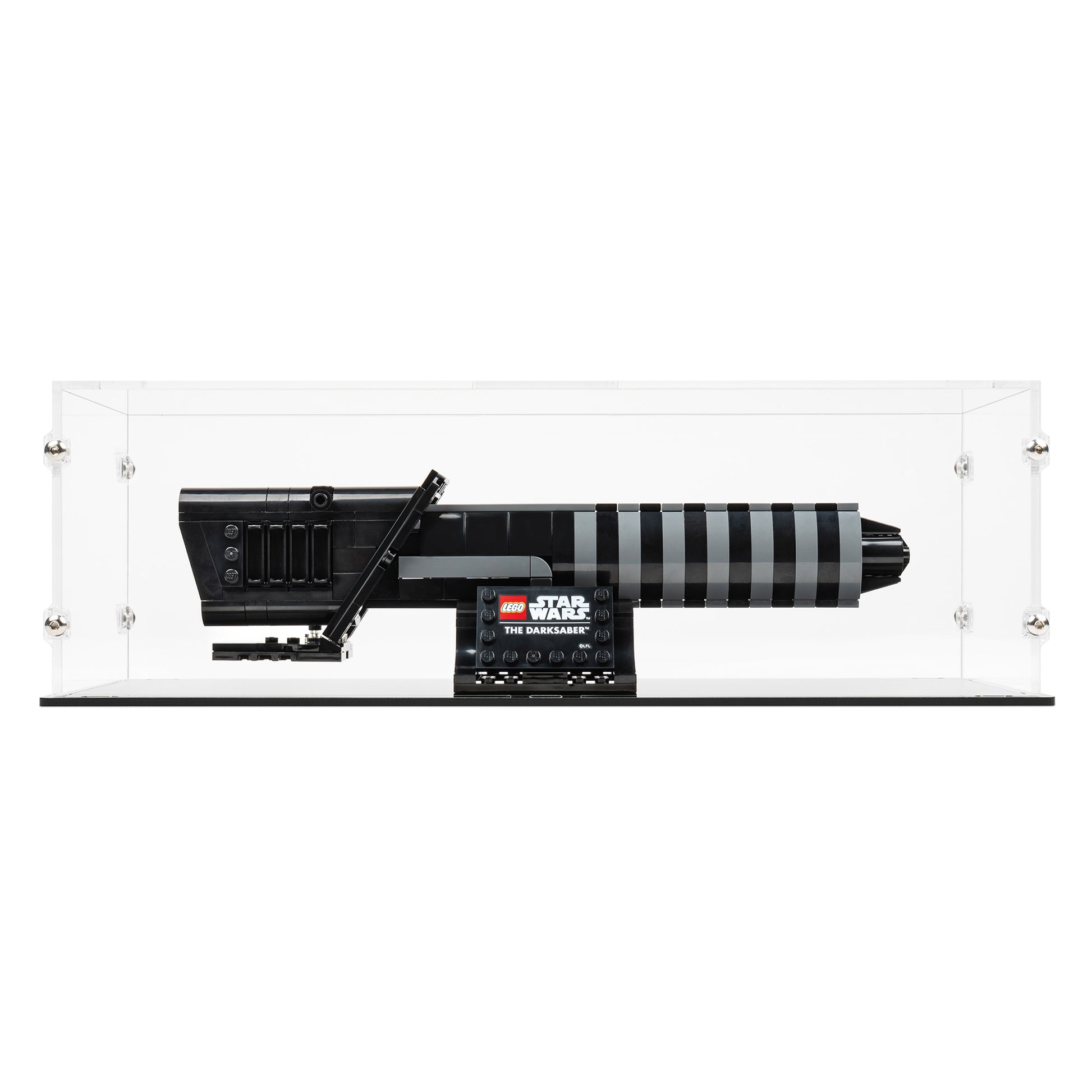 Front view of LEGO 40917 The Darksaber Display Case.
