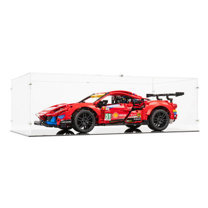Angled view of LEGO 42125 Ferrari 488 GTE “AF Corse #51” Display Case.