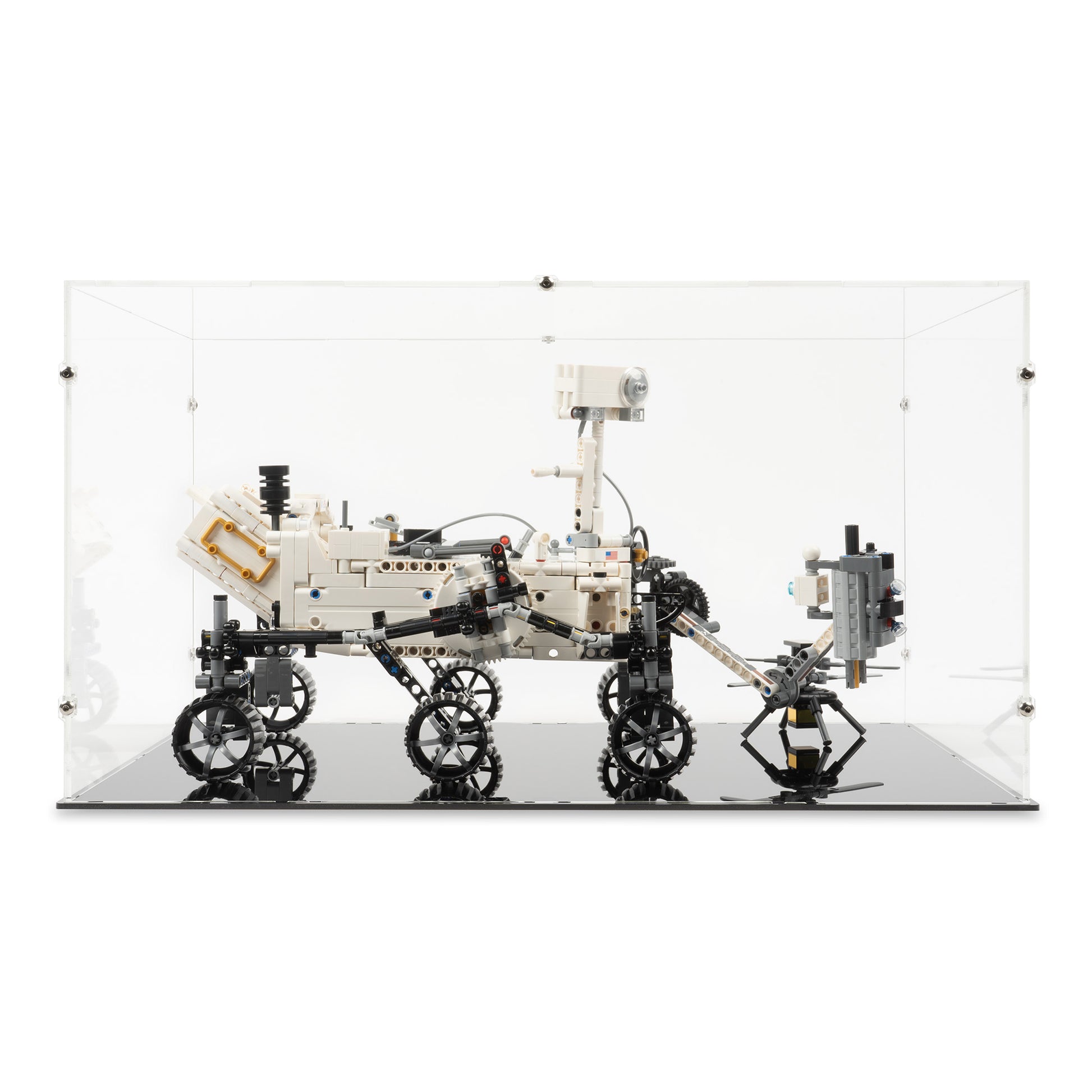 Front view of LEGO 42158 NASA Mars Rover Perseverance Display Case.