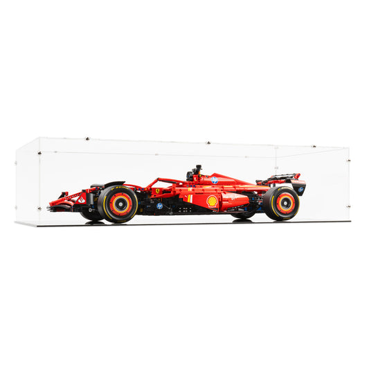 Angled view of LEGO 42207 Ferrari SF-24 F1 Car Display Case.