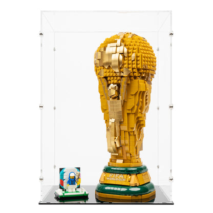Front view of LEGO 43020 FIFA World Cup Official Trophy Display Case.