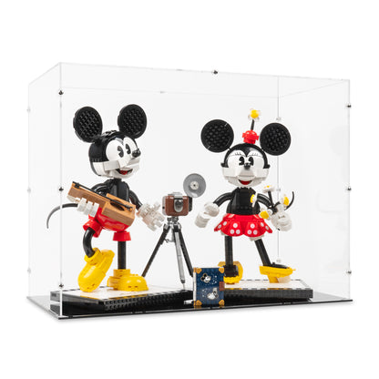 Angled view of LEGO 43179 Mickey Mouse and Minnie Mouse Display Case.