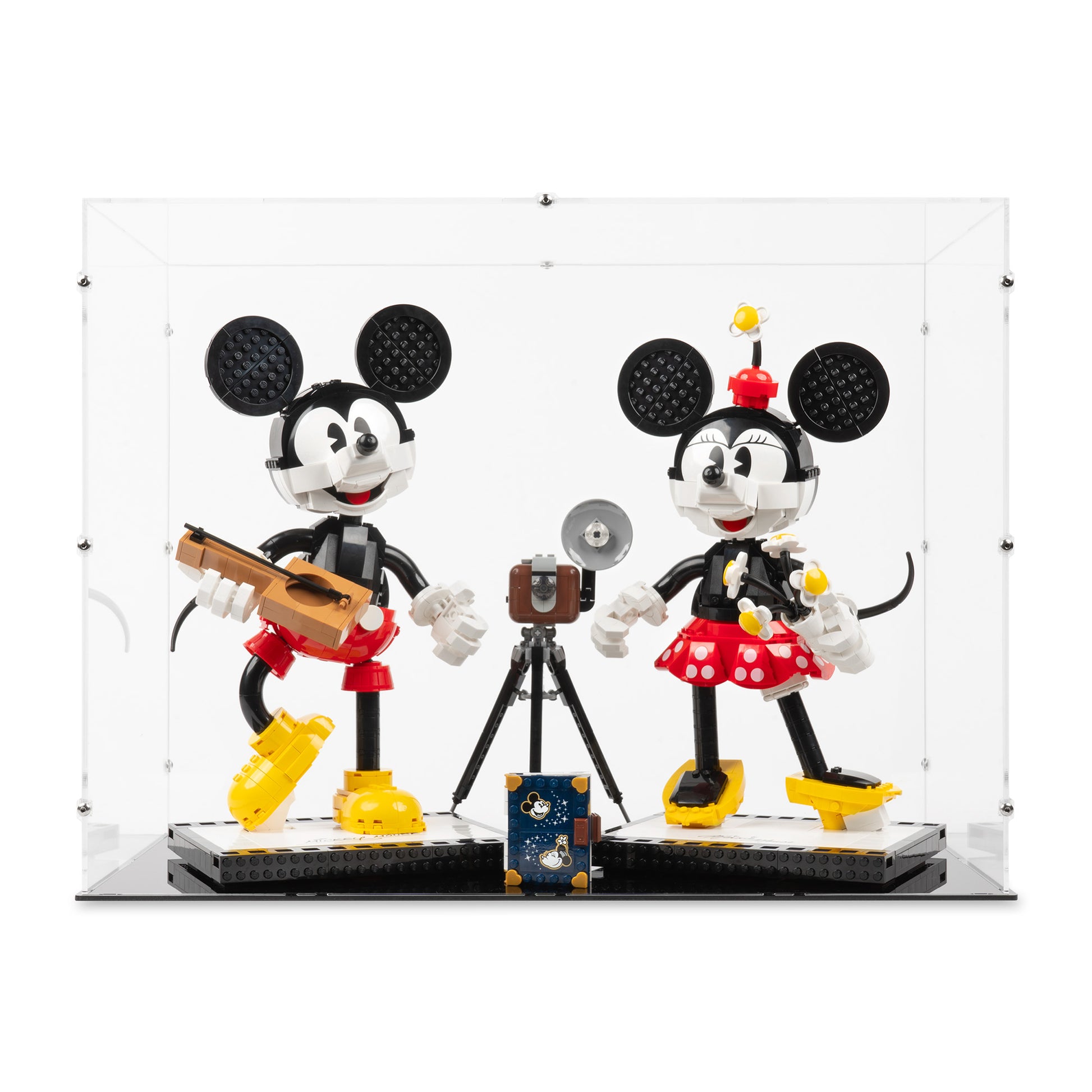 Front view of LEGO 43179 Mickey Mouse and Minnie Mouse Display Case.
