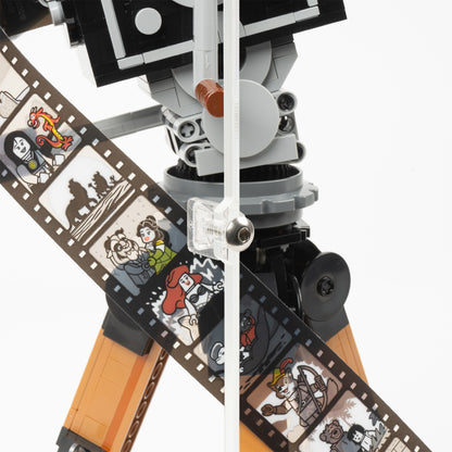 Fitting detail view of LEGO 43230 Walt Disney Tribute Camera Display Case.