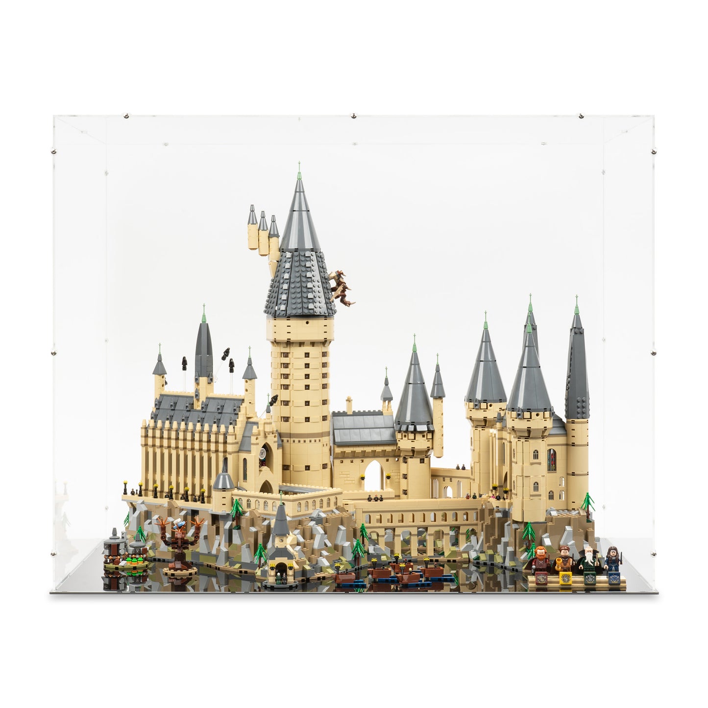 Front view of LEGO 71043 Hogwarts Castle Display Case.
